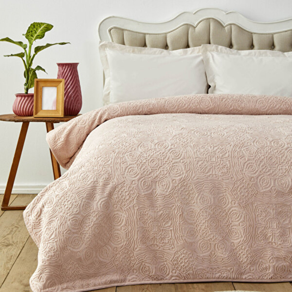 Karaca Home Scala Pudra Çift Kişilik Embosy Battaniye - 200 x 220 cm Battaniye Fiyatı