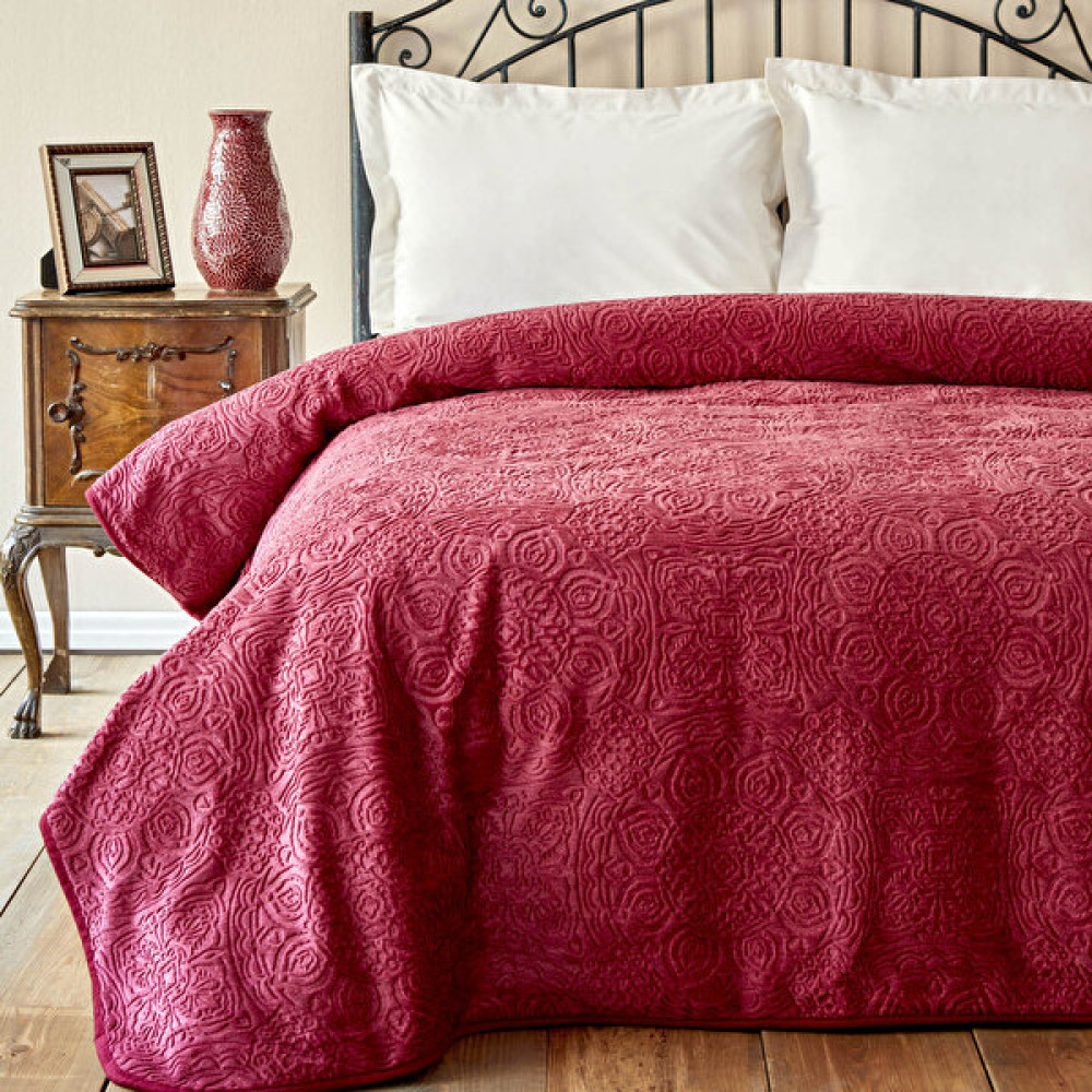 Karaca Home Scala Sarabi Çift Kişilik Embosy Battaniye - Kırmızı - 200 x 220 cm Battaniye Fiyatı