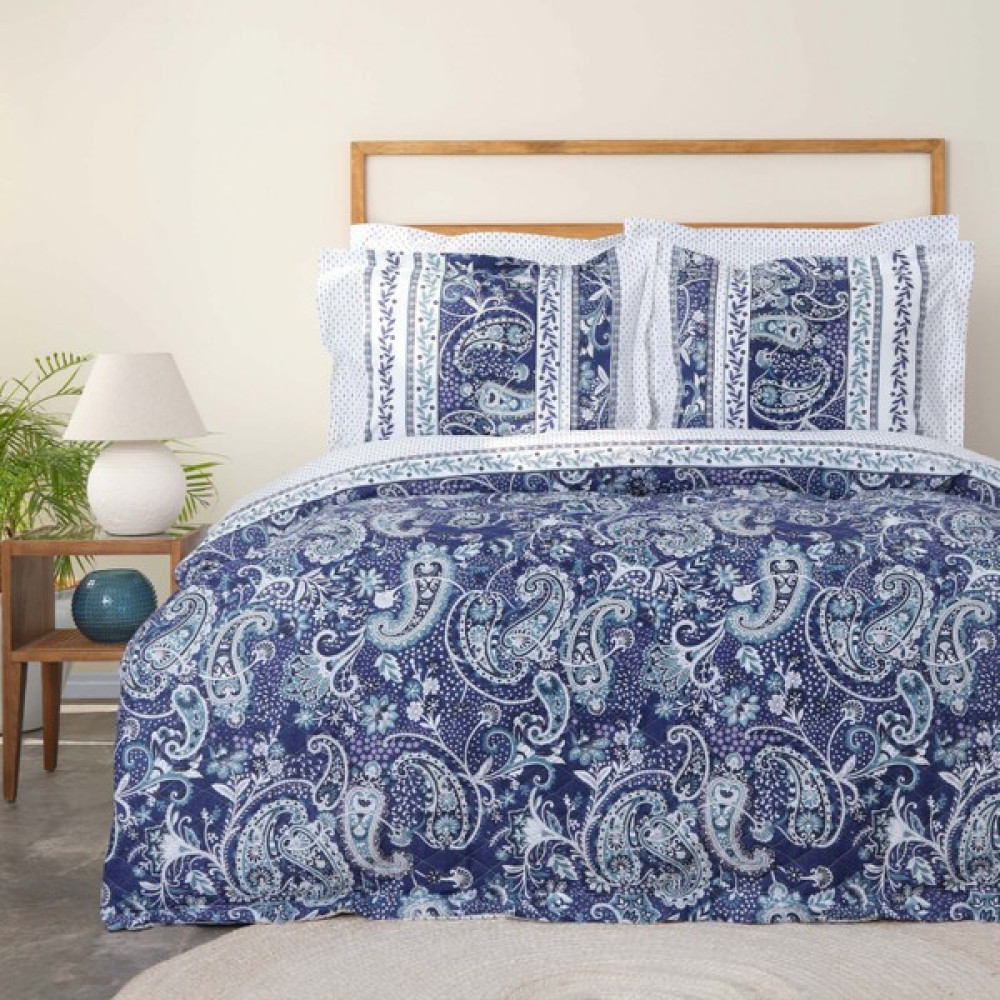 Karaca Home Serena Mavi Pamuk Çift Kişilik Complete Takım - 200 x 220 cm Nevresim Takımı Fiyatı
