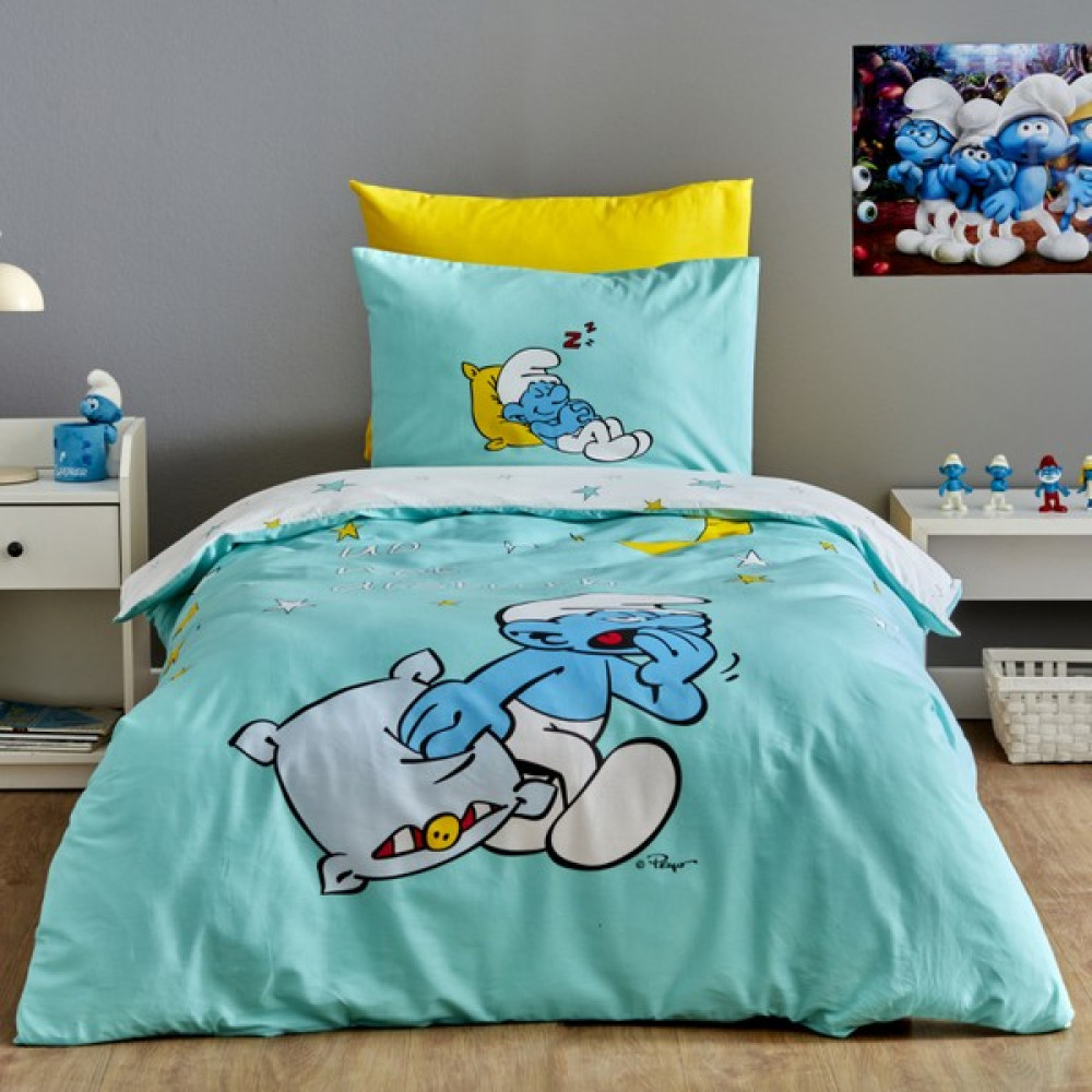 Karaca Home Smurfs Sleepy Smurf %100 Pamuk Tek Kişilik Nevresim Takımı - Renkli - 160 x 220 cm Nevresim Takımı Fiyatı