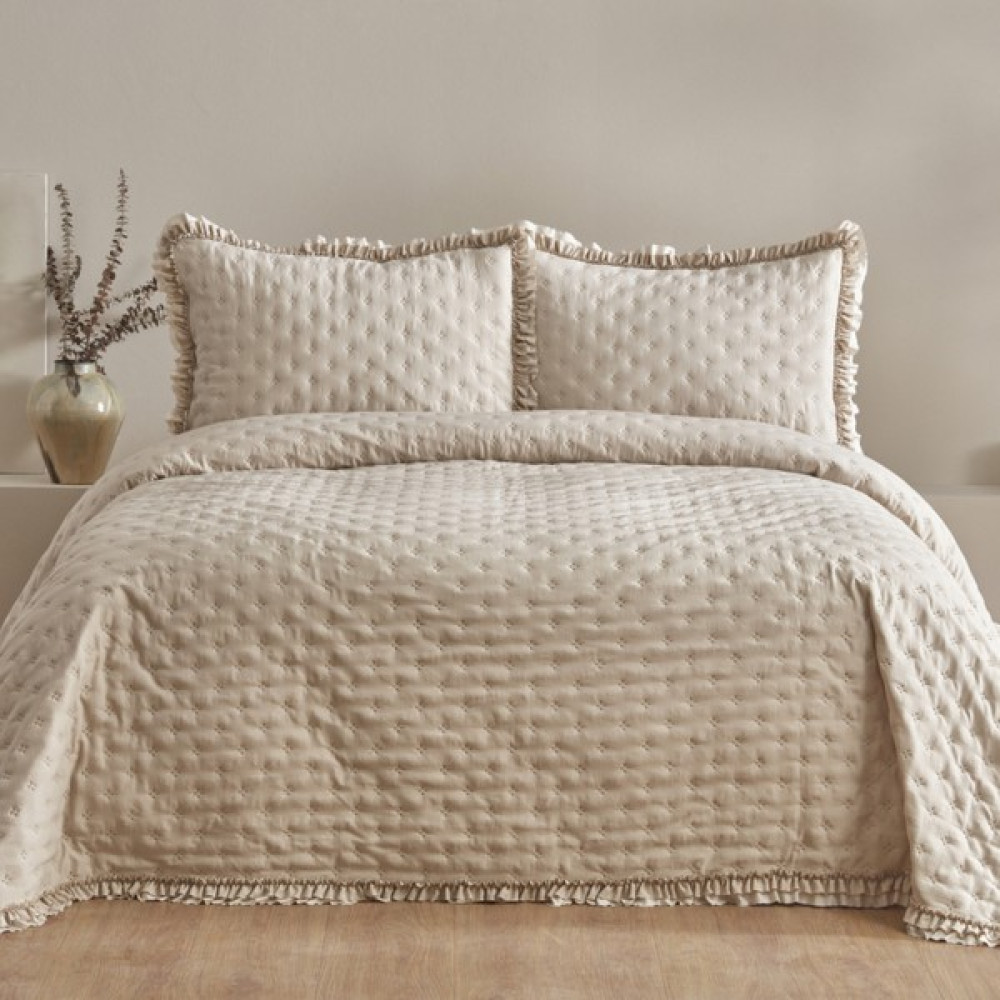 Karaca Home Viona Tek Kişilik Yatak Örtüsü Seti Bej - 160 x 220 cm Yatak Örtüsü Fiyatı