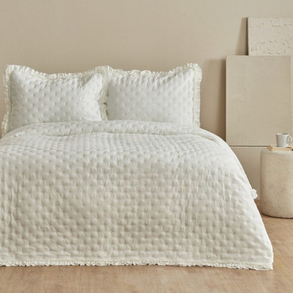 Karaca Home Viona Yatak Örtüsü Çift Kişilk Ekru - 240 x 260 cm Yatak Örtüsü Fiyatı