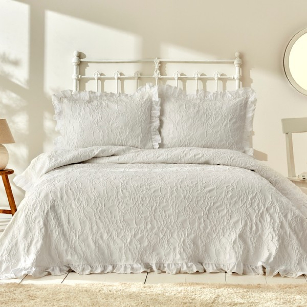 Karaca Home White Collection Tyra Çift Kişilik Yatak Örtüsü Beyaz - 200 x 220 cm Yatak Örtüsü Fiyatı