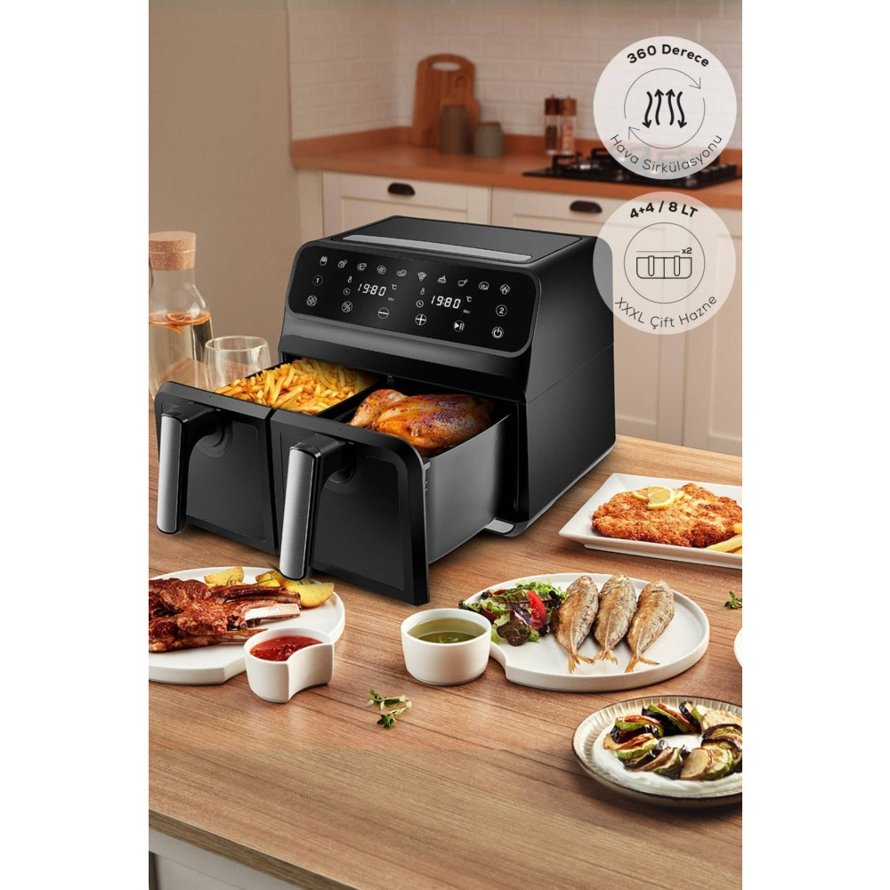 Karaca Multifry Xxxl 4+4 Litre Dijital Twin Iki Hazneli Airfryer Fritözler Fiyatı