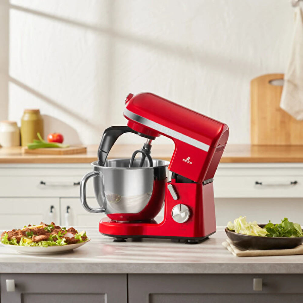 Karaca Pro Çift Kollu Mastermaid Chef Stand Mikser 1750 W Yüksek Motor Gücü , Hamur Kancası, Balon Çırpıcı ve Düz Çırpıcı - Kırmızı Mikserler Fiyatı