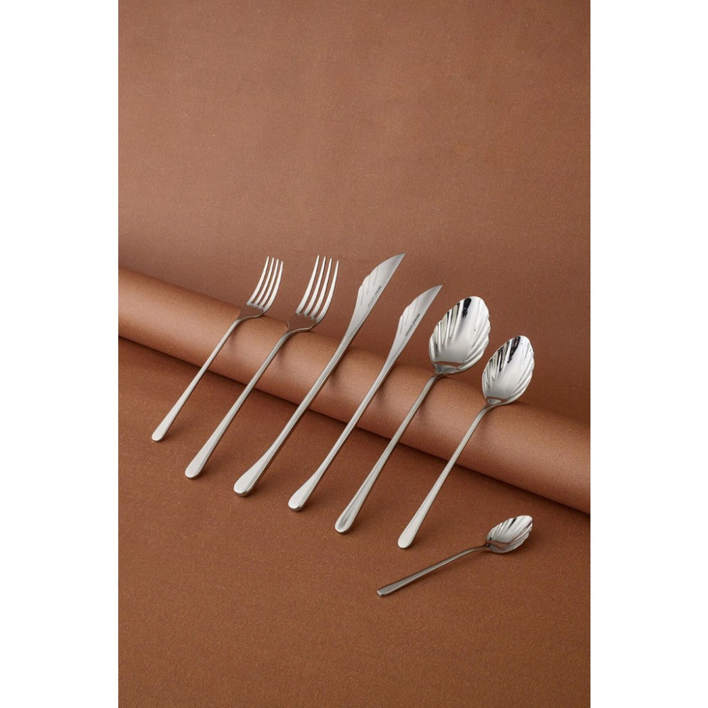 Karaca Seashell 316+ 84 Parça 12 Kişilik Çatal Kaşık Bıçak Takımı, Platin - Gümüş Çatal / Kaşık / Bıçak Takımları Fiyatı