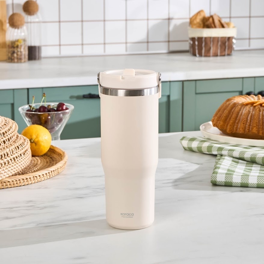 Karaca Star Ice Çelik Sızdırmaz Termos 860 ml Bej - 900 ml - Beyaz Termoslar Fiyatı