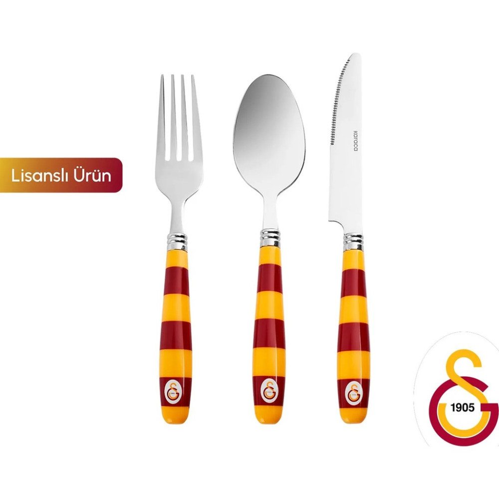 Karaca x Galatasaray Lisanslı 18 Parça 6 Kişilik Çatal Kaşık Bıçak Takımı - Kırmızı Çatal / Kaşık / Bıçak Takımları Fiyatı
