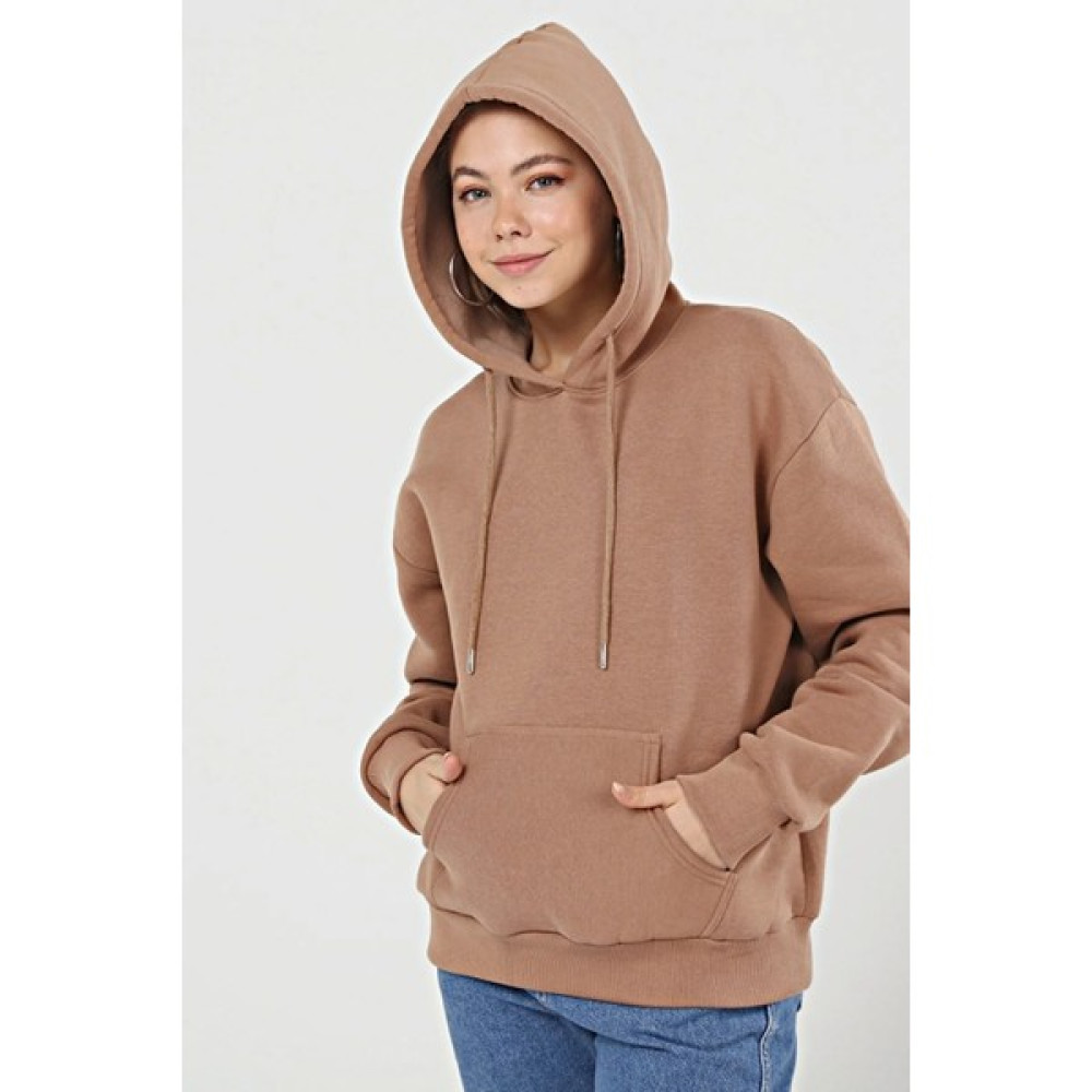 Karaduman Tekstil Krem Kapüşonlu Yaka Şardonlu 3 Iplik Pamuklu Sweatshirt Erkek Sweatshirt Fiyatı