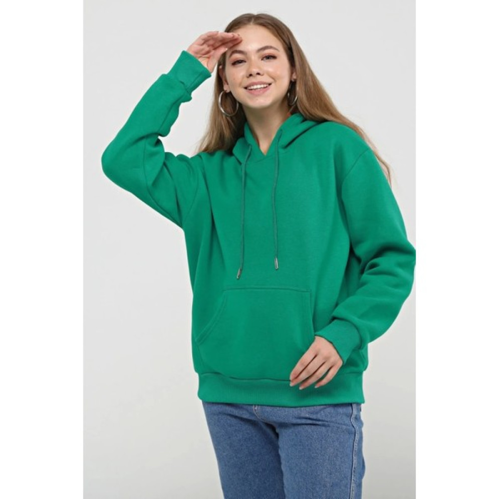 Karaduman Tekstil Yeşil Kapüşonlu Yaka Şardonlu 3 Iplik Pamuklu Sweatshirt Erkek Sweatshirt Fiyatı