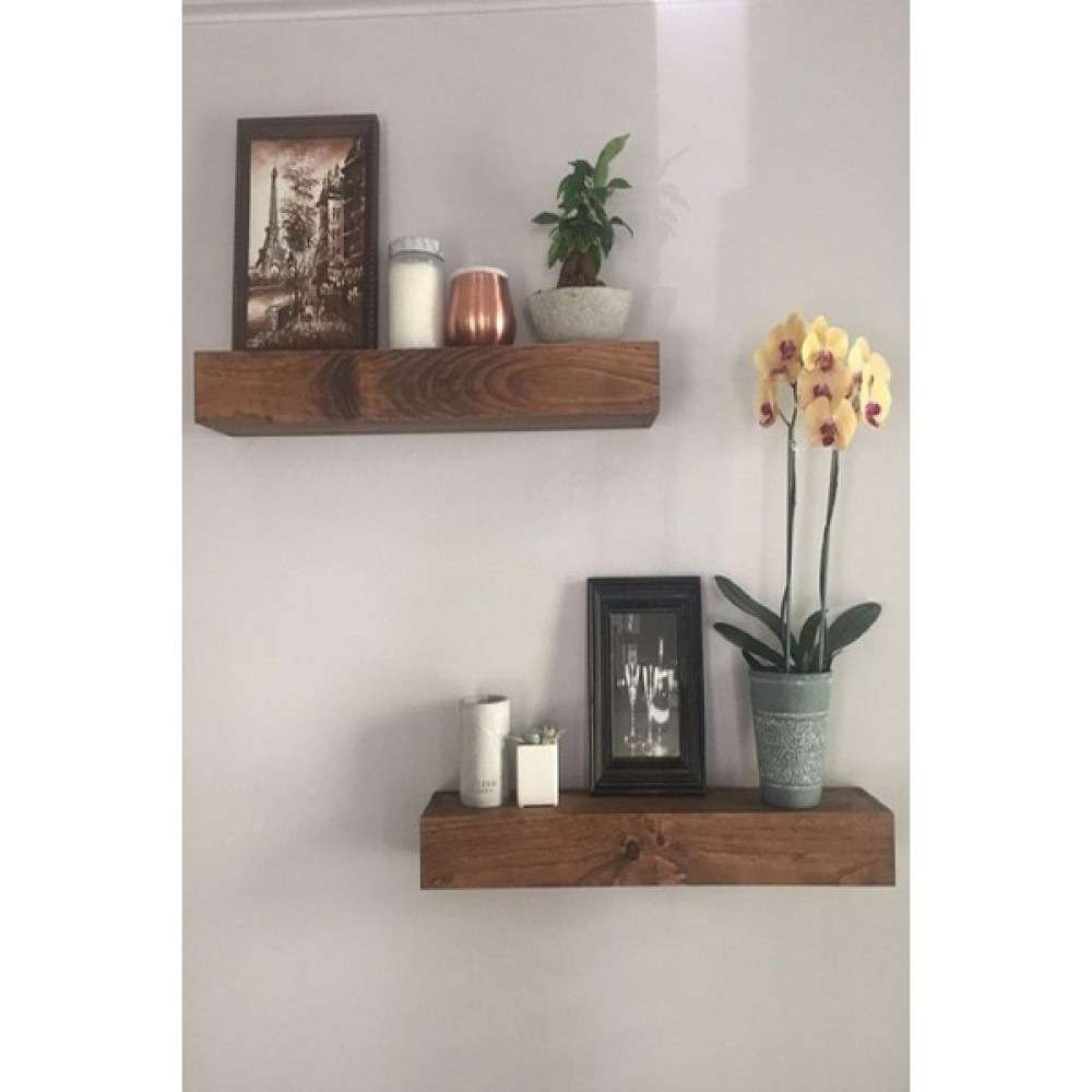 Karaköse Ahşap Masif Ahşap 2"li Dekoratif Duvar Rafı Kitaplık Raf Çiçeklik Gizli Duvar Monte 50X9X4 cm - 50X9X4CM Kitaplık - Duvar Rafı & CD / DVD Rafı Fiyatı