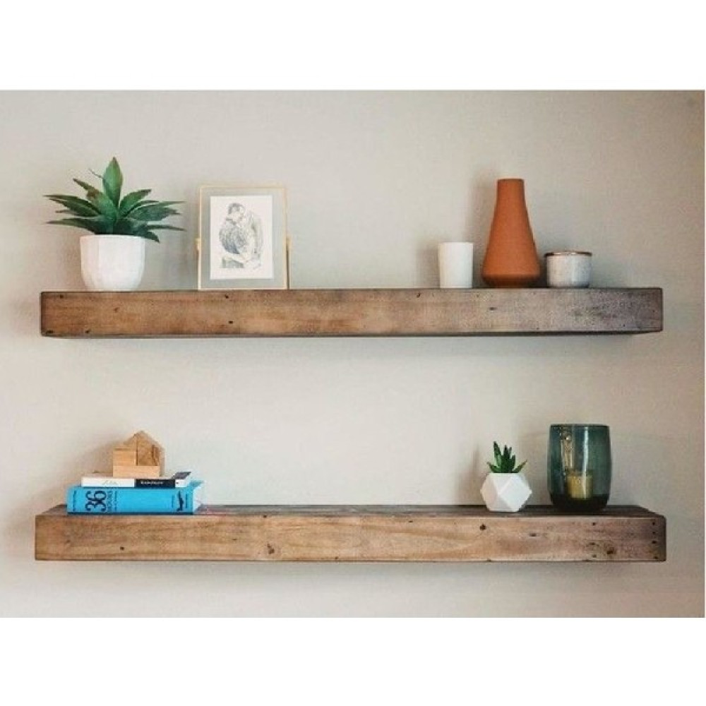 Karaköse Ahşap Masif Ahşap 2"li Dekoratif Duvar Rafı Kitaplık Raf Çiçeklik Gizli Duvar Monte 75X9X4 cm - 75x9x4cm Kitaplık - Duvar Rafı & CD / DVD Rafı Fiyatı