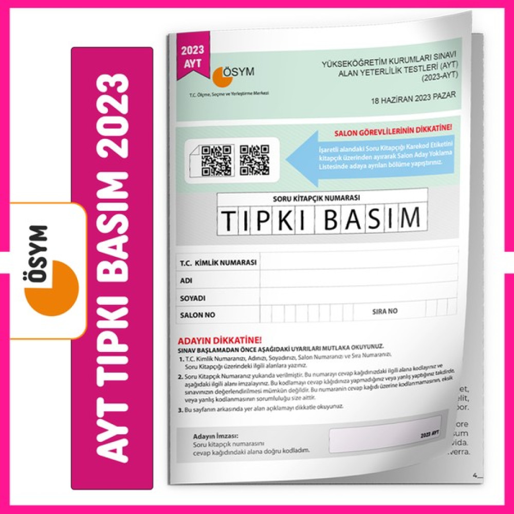 Karakutu Yayınları 2023 Yks-Ayt (Say-Tm) Ösym Birebir Tıpkı Basım Türkiye Geneli Çözümlü Çıkmış Soru Kitapçığı Temel Yeterlilik Testi (TYT) Fiyatı