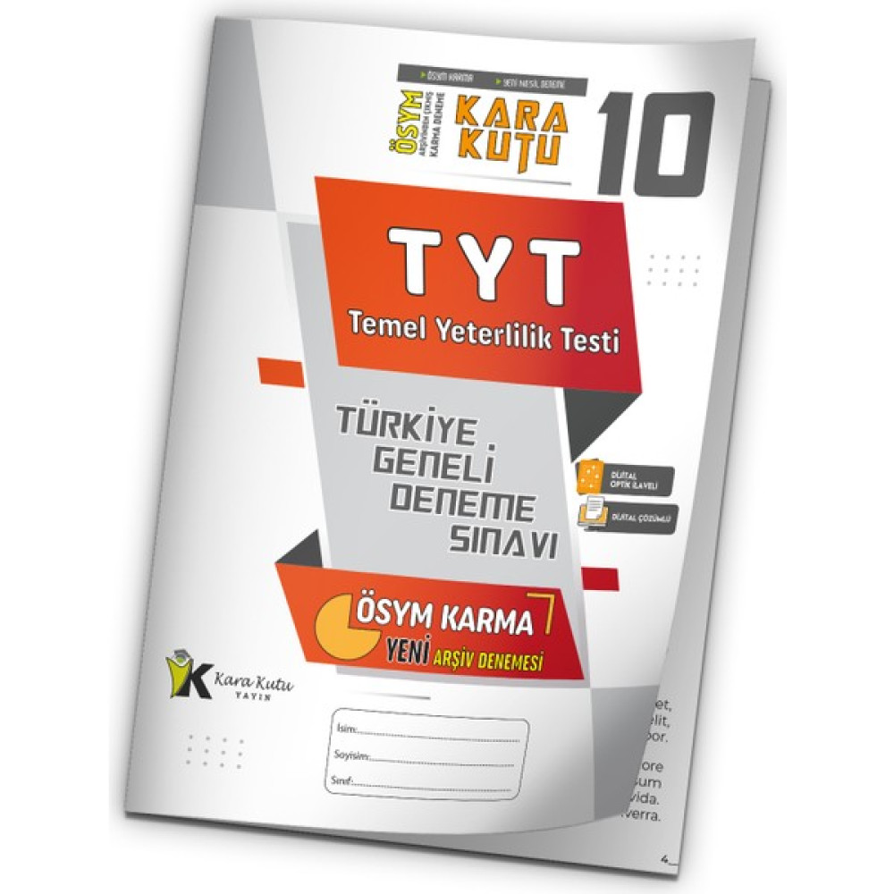 Karakutu Yayınları 2024 TYT Ösym Arşivi Karma Kara Kutu Çıkmış Soru Türkiye Geneli D. Çözümlü Deneme 10/10.kitapçık Temel Yeterlilik Testi (TYT) Fiyatı