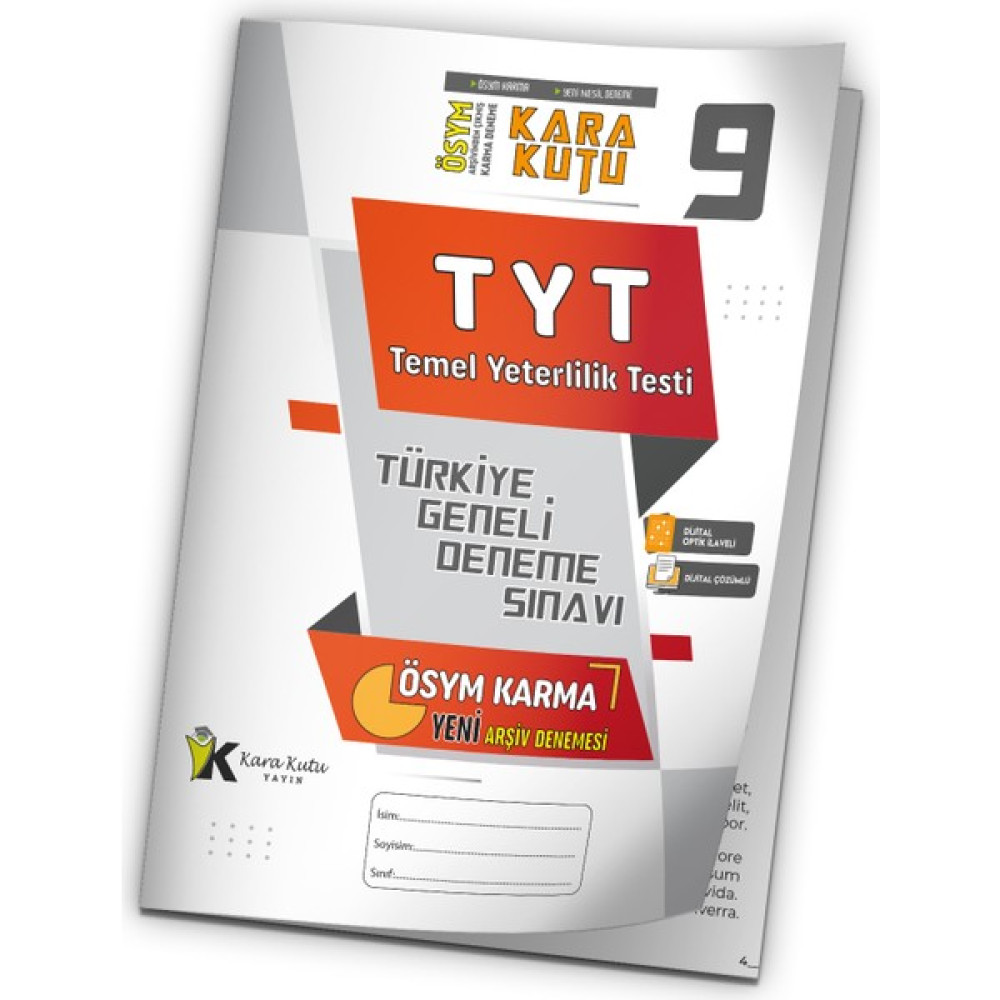 Karakutu Yayınları 2024 TYT Ösym Arşivi Karma Kara Kutu Çıkmış Soru Türkiye Geneli D. Çözümlü Deneme 10/9.kitapçık Temel Yeterlilik Testi (TYT) Fiyatı