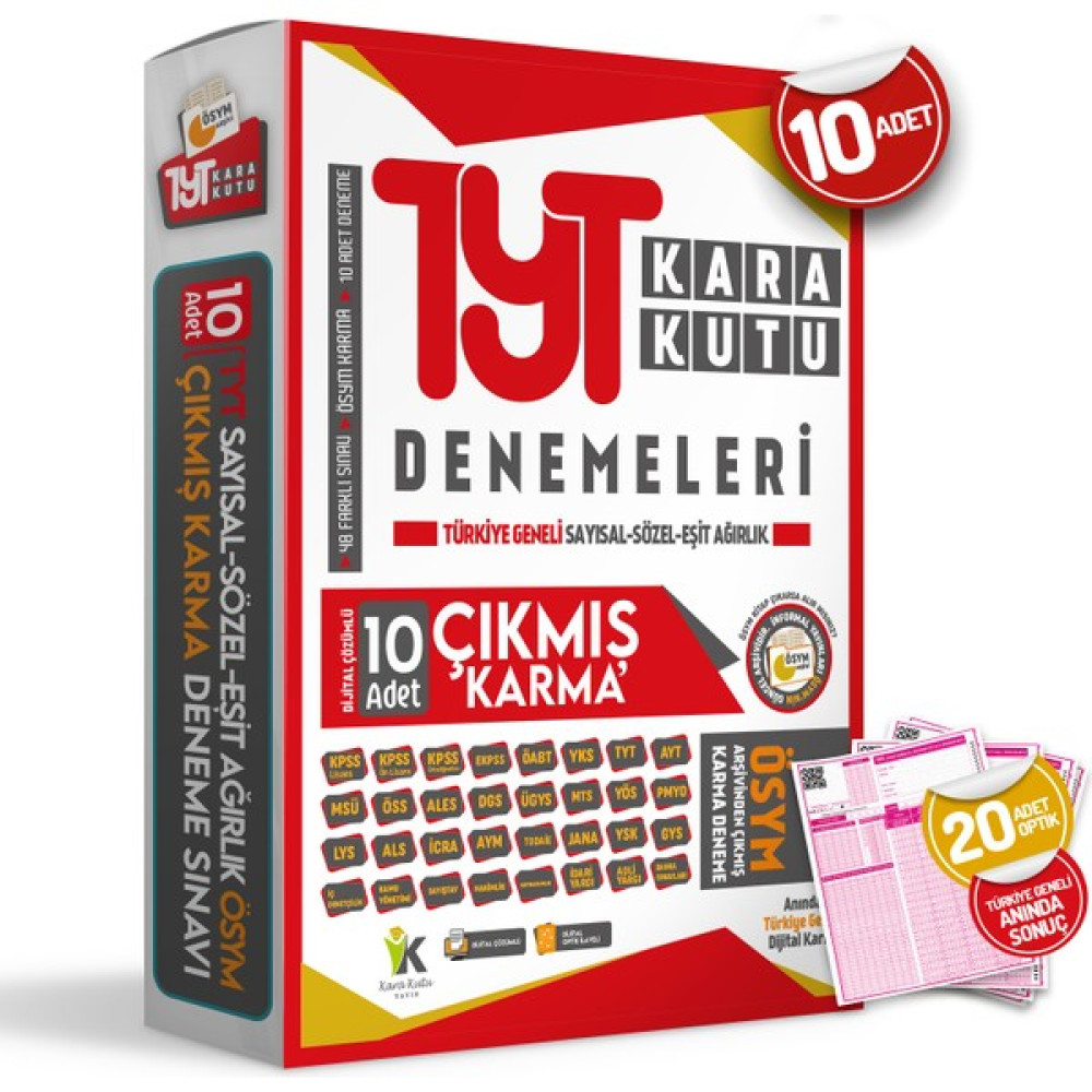 Karakutu Yayınları 2024 TYT Ösym Çıkmış Karma Kara Kutu Sayısal-Sözel-Eşit Ağırlık Tg 10LU D. Çözümlü Deneme Paketi Temel Yeterlilik Testi (TYT) Fiyatı