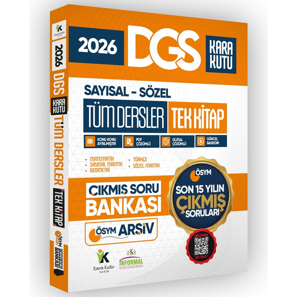 Karakutu Yayınları 2026 FULL DGS Tüm Dersler Tek Kitap ÖSYM Çıkmış Soru Bankası Son 15 Yıl Sadece DGS PDF/Video Çözümlü Diğer Fiyatı