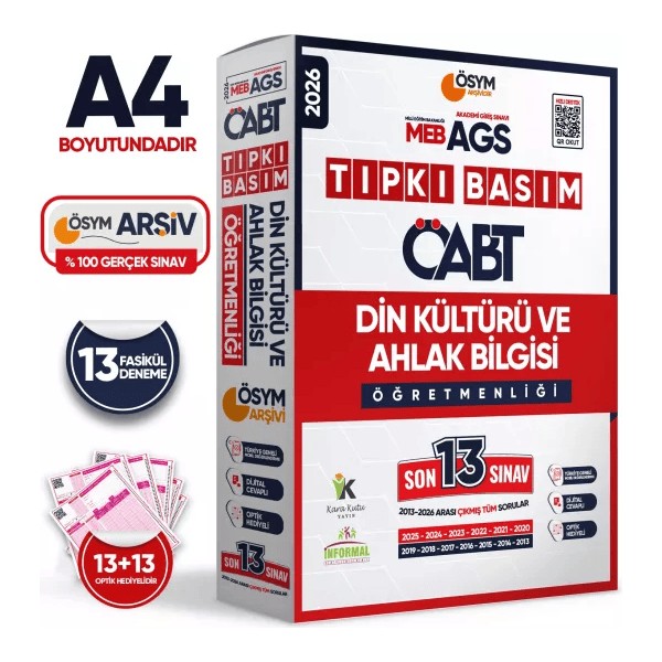 Karakutu Yayınları 2026 MEB-AGS ÖABT Din Kültürü ve Ahlak Bilgisi Öğretmenliği DKAB ÖSYM Tıpkı Basım 13lü Deneme Paketi Din Kültürü ve Ahlak Bilgisi Fiyatı