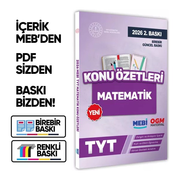 Karakutu Yayınları 2026 YKS-TYT MEBİ-OGM Matematik Pratik Konu Özet Kitabı RENKLİ A4 Boyut Görsel Destekli BASKI ÜCRETİ Temel Yeterlilik Testi (TYT) Fiyatı