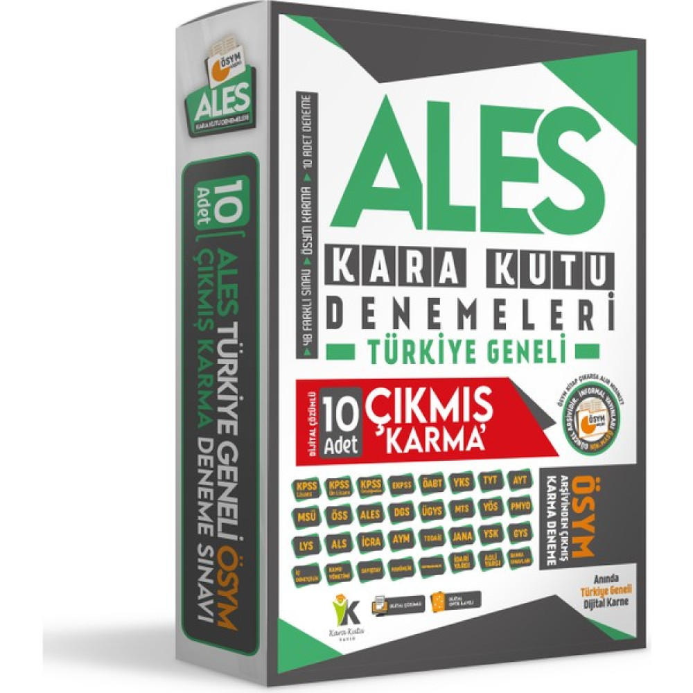 Karakutu Yayınları Ales Ösym Çıkmış Soru Karma Kara Kutu Türkiye Geneli D.çözümlü 10LU Sayısal-Sözel Deneme Paketi ALES Fiyatı