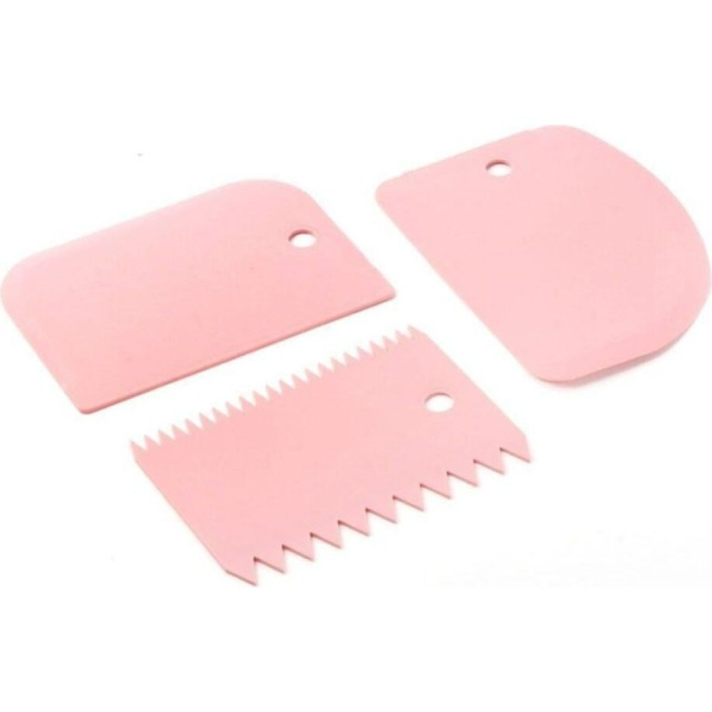 Karalı Plastik Hamur Kazıyıcı 3'lü Set - Açık Pembe Mutfak Gereçleri Fiyatı