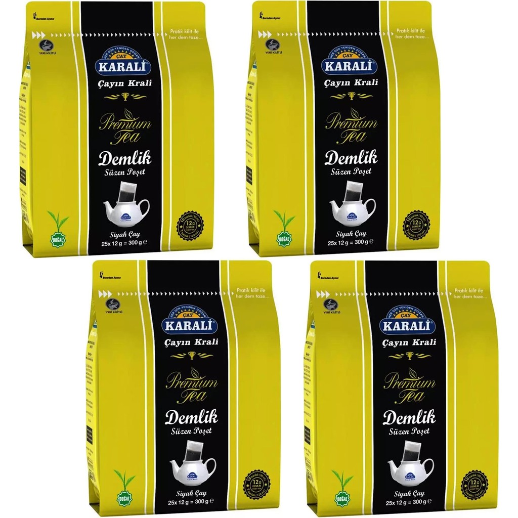 Karalı Premium Demlik Poşet Siyah Çay 25 Li 4 Adet Diğer Fiyatı