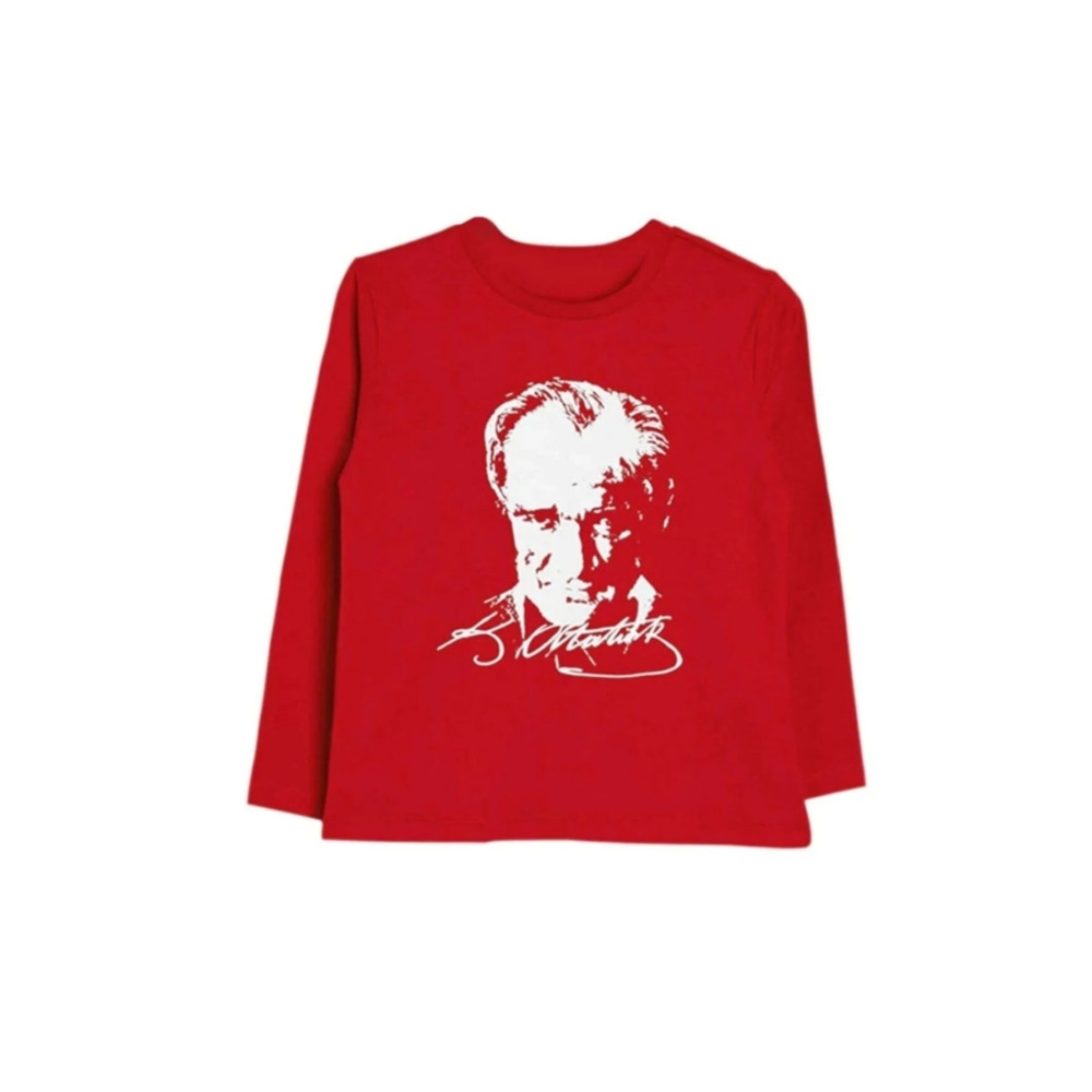 KARAMANSTYLE Atatürk Baskılı Uzun Kollu Penye Tşört 23 Nisan 29 Ekim Gösteri T-shirt 6 YAŞ Beden Bayan T-shirt Fiyatı