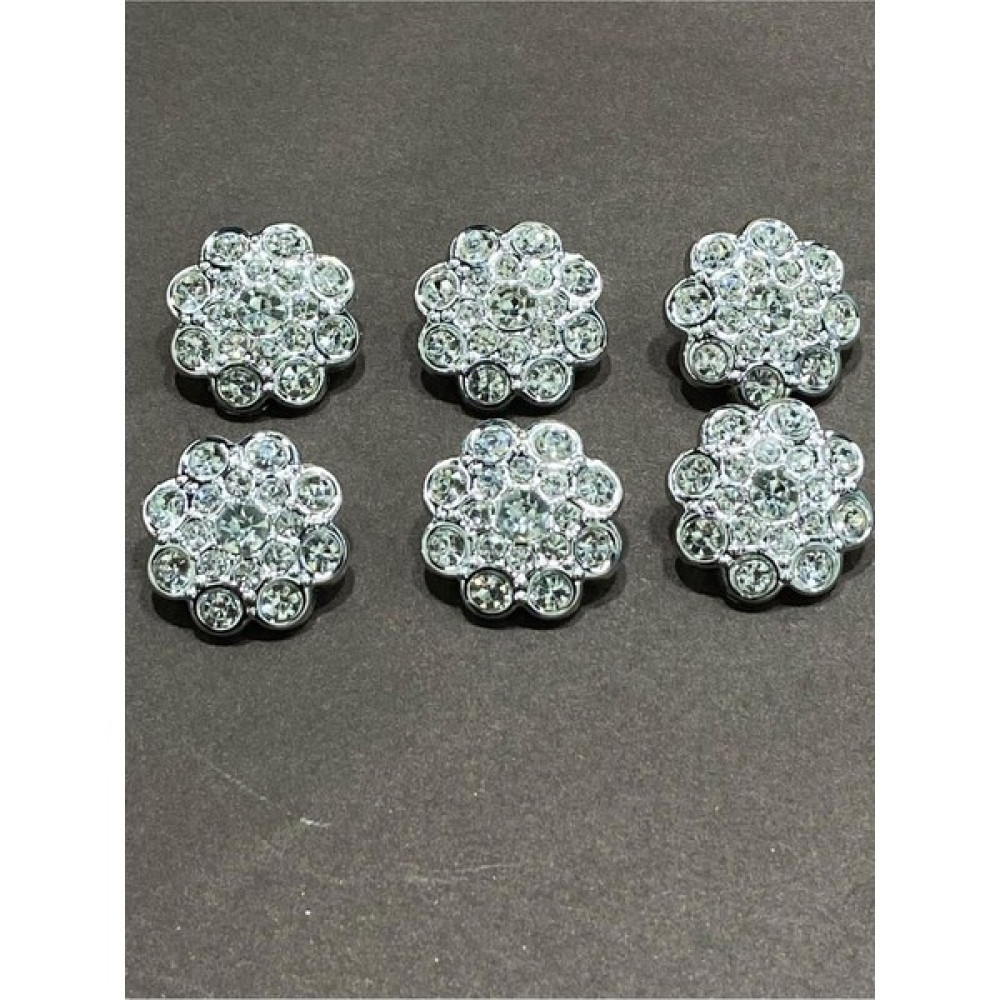 Karan Tuhafiye Taşlı Düğme / Metalize (Plastik ) / Gümüş / 6 Lı Set / 2,5 cm / Kod 156 Oyun & Hobi Fiyatı