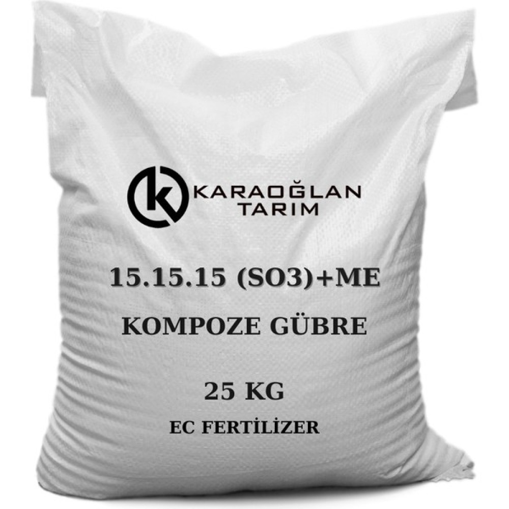 Karaoğlan Tarım 15.15.15 Npk Süper Kompoze Kükürt Iz Element Katkılı Ağaç Sebze Meyve ve Çim Gübresi (3X15) - 25 Kg Gübre Fiyatı