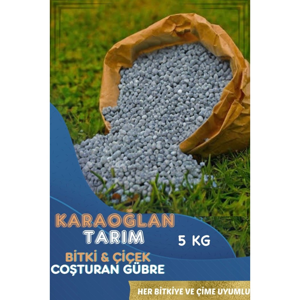 Karaoğlan Tarım Çiçek Bitki Coşturan Akıllı Gübre Çim - Çiçek Bitki Coşturan Azotlu Akıllı Gübre Kaktüse Uygun - 5 Kg Gübre Fiyatı