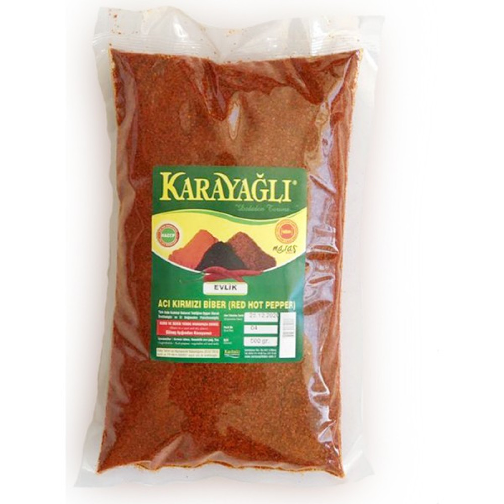 Karayağlı Maraş Doğal Acı Pul Yaprak Biber Evlik Yağlı Saf Kırmızı Acı Pul Biber (500GR) - 500 gr Baharat Fiyatı