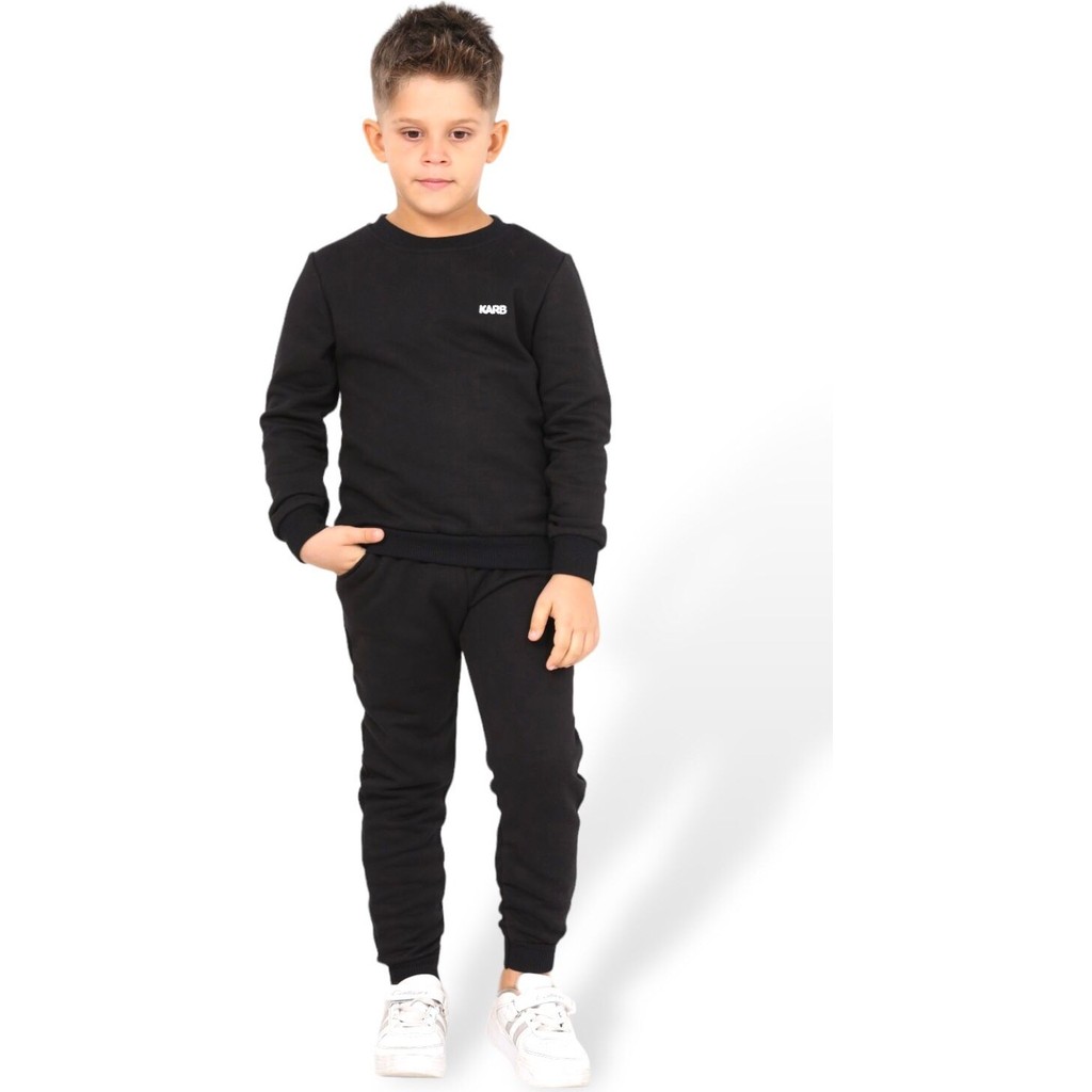 Karb Unisex Kız ve Erkek Çocuk Alt Üst Eşofman Takım %100 Pamuk Yuvarlak Yaka Diğer Fiyatı