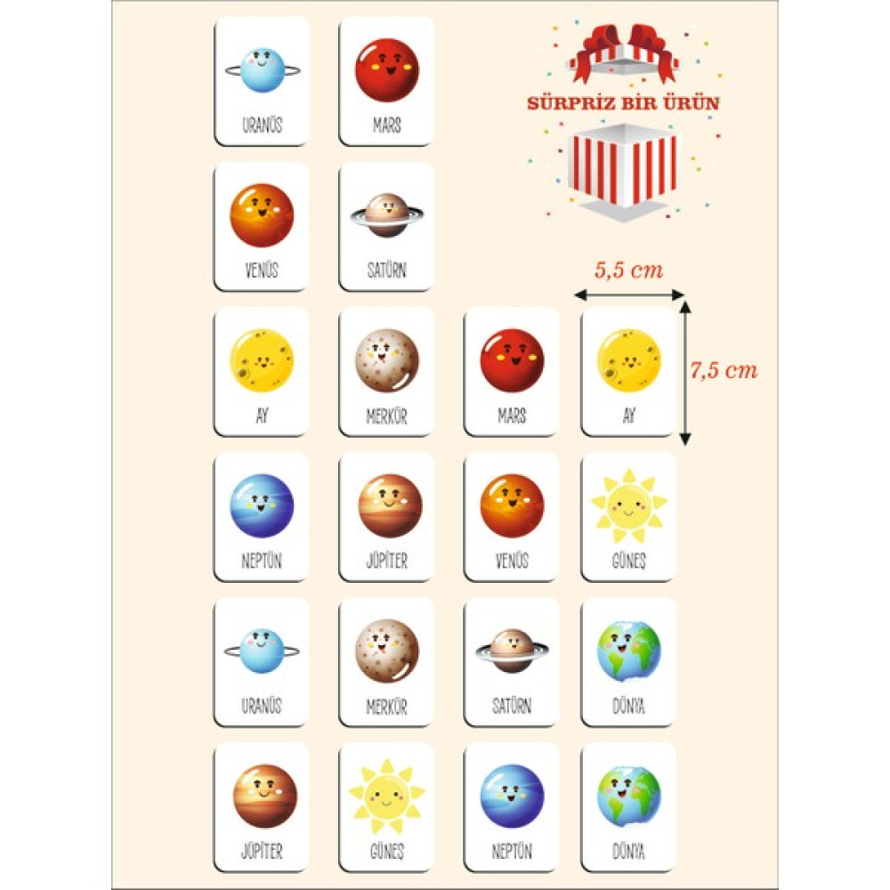Karbon Soft Zeka Kartları Ahşap Eğitici Hafıza Eşleştirme Oyunu Sevimli Gezegenler Oyuncak ( 5,5 x 7,5 Cm) Eğitici Oyuncak Fiyatı