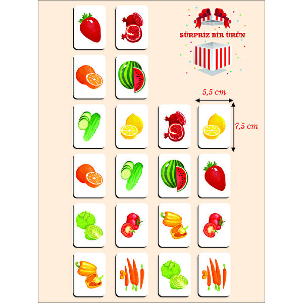 Karbon Soft Zeka Kartları Ahşap Eğitici Hafıza Eşleştirme Oyunu Sevimli Meyveler Oyuncak ( 5,5 x 7,5 Cm) Eğitici Oyuncak Fiyatı