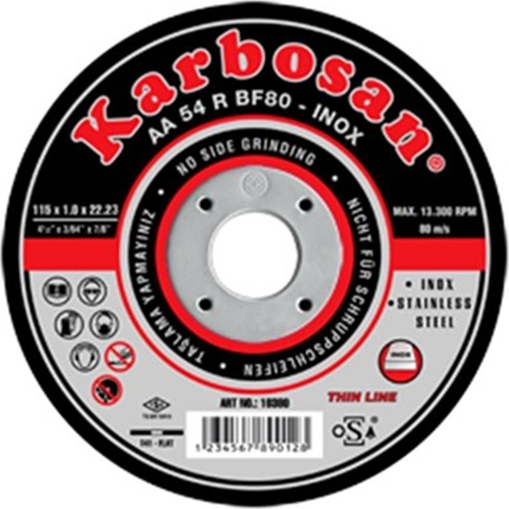 Karbosan Inox-Thinline Kesme Taşı 115x1.0 mm Paslanmaz Çelik İçin Hızlı Kesim SSD / Solid State Drive Fiyatı