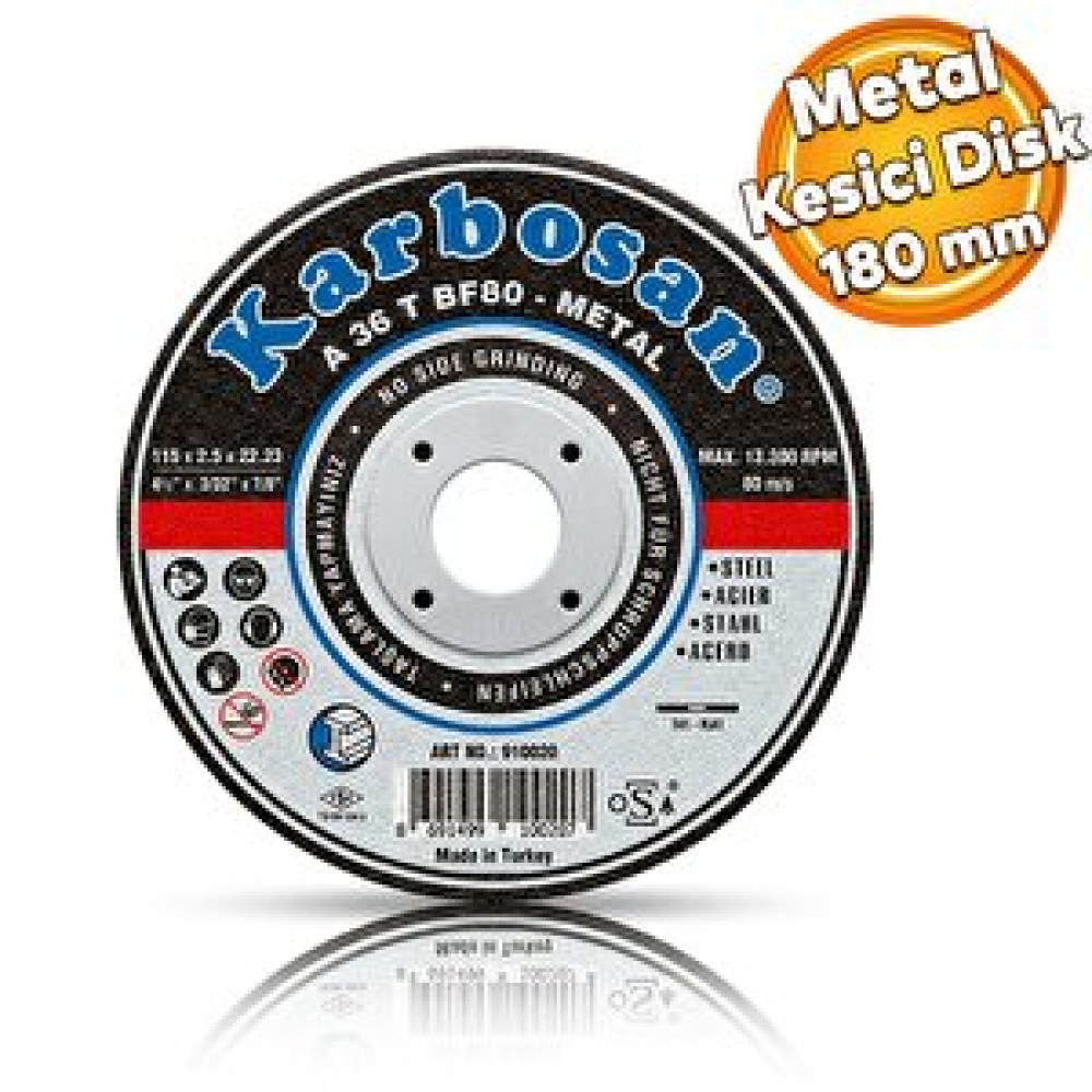 Karbosan Metal Kesici Taş Disk Taşlama Spiral Demir Kesme Diski 180x3.0x22.23 Mm Elektrikli El Aletleri Fiyatı