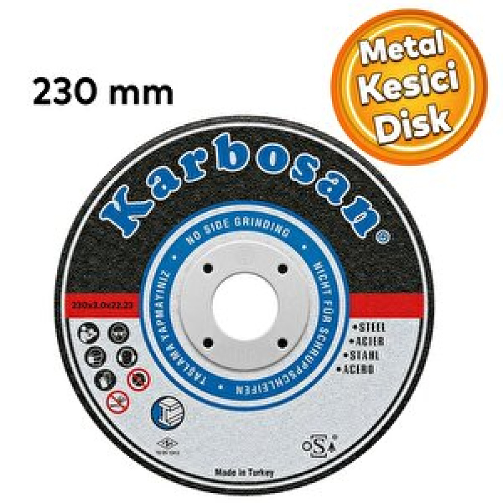 Karbosan Metal Kesici Taş Disk Taşlama Spiral Demir Kesme Diski 230x3.0x22.23 Mm Elektrikli El Aletleri Fiyatı