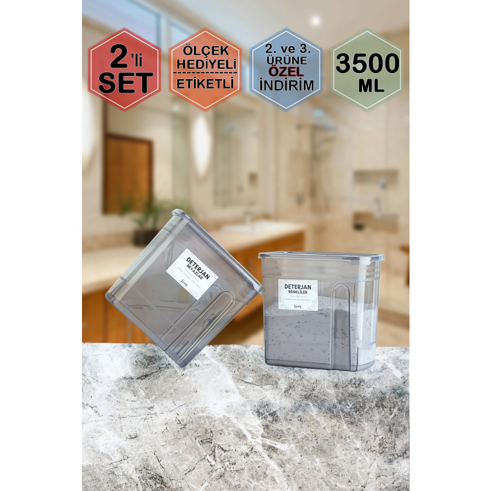 Karçiçeği Home 2li Ölçek Hediyeli Etiketli Deterjan Renkliler Kavanozu / Kutusu Seti X 2 Ad Banyo Aksesuarları Fiyatı