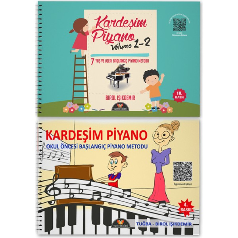 Kardeşim Piyano Volume 1 - 2 - Kardeşim Piyano Okul Öncesi Başlangıç Piyano Metodu 2'li Set - Birol Işıkdemir Müzik Fiyatı