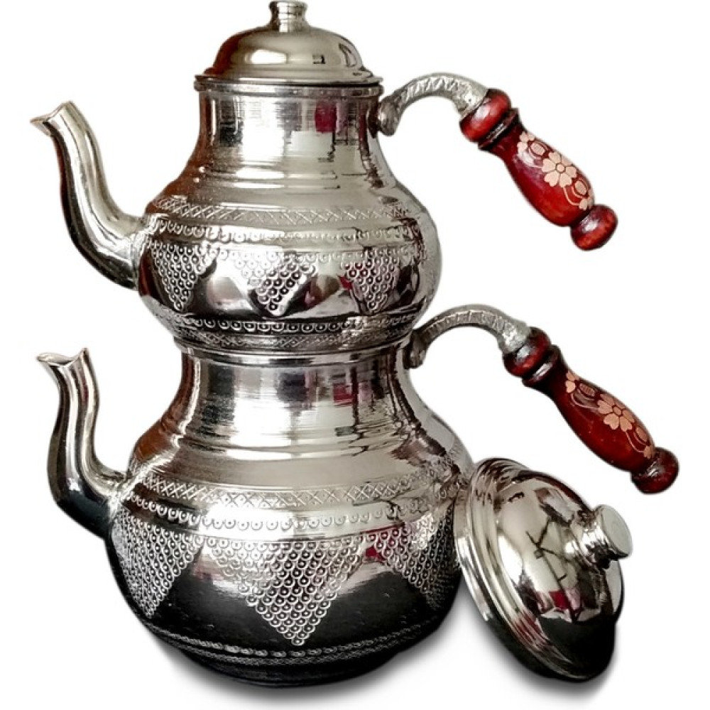 Kardeşler Bakır El Yapımı Üzüm Işlemeli Gaziantep Bakır Çaydanlık Takımı Çay / Çaydanlık Setleri Fiyatı