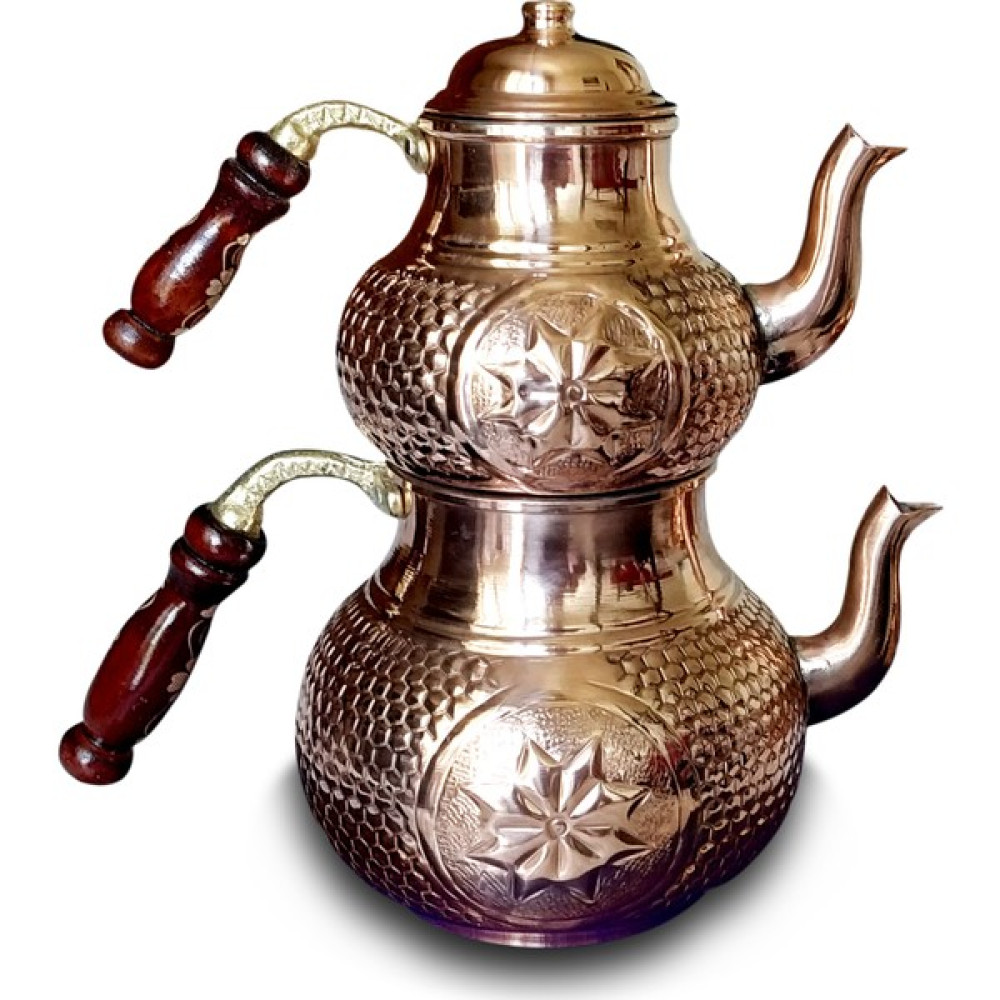 Kardeşler Bakır El Yapımı Yıldız Petek Zımba Bakır Çaydanlık Takımı Çay / Çaydanlık Setleri Fiyatı
