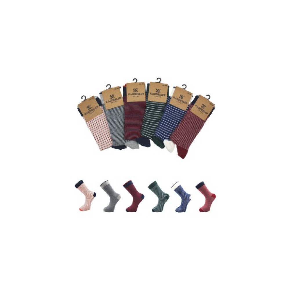 Kardeşler Çorap Erkek Çok Renkli Soket Uzun Çizgili Desenli Çorap Dikişsiz 6'lı Paket Çorap (Outdoor) Fiyatı
