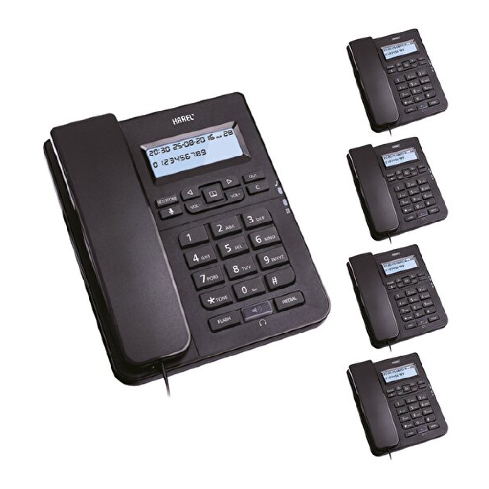 Karel Tm145 Beyaz Ekranlı Masaüstü Kablolu Siyah Masaüstü Telefon 5 Adet Telsiz Telefon Fiyatı