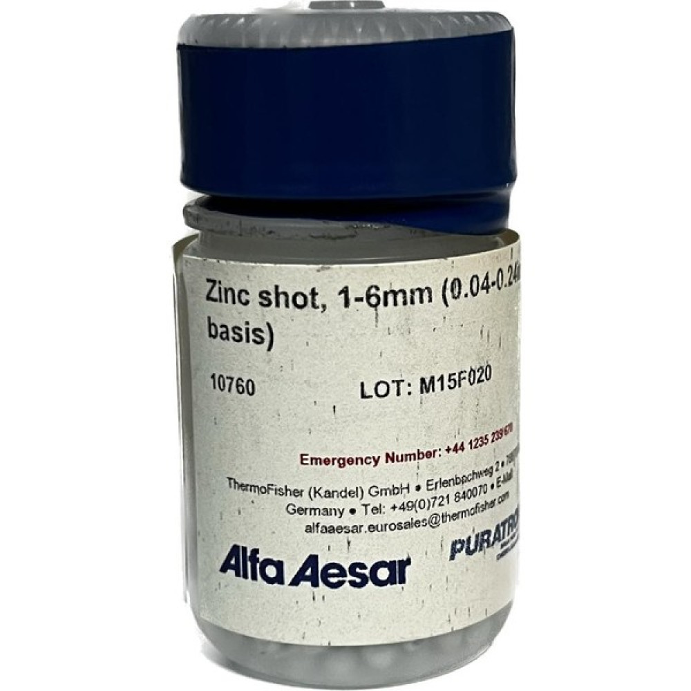 Karen Alfa Aesar 10760 Zinc Shot, 1-6mm (0.04-0.24IN),Puratronic®, 99.9999% (Metals Basis) 50 G Cas No 7440-66-6 - 50G Nalburiye & Hırdavat Fiyatı