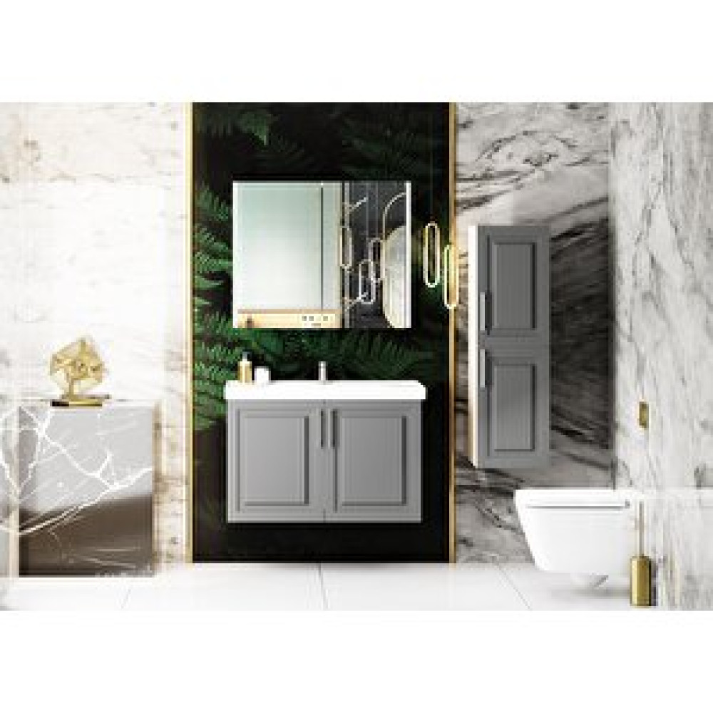Karen Banyo Arin 80 Cm Banyo Dolabı Seti Boy Dolaplı Antrasit, Mdf, Lavabo Dahil,Lavabolu Banyo Dolabı / Mobilyası Fiyatı