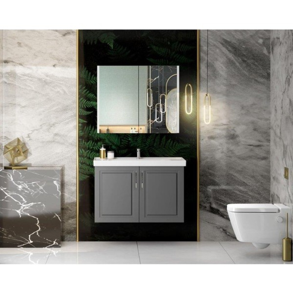 Karen Banyo Arin 80 cm Banyo Dolabı Takımı Mdf Antrasit Banyo Dolabı / Mobilyası Fiyatı