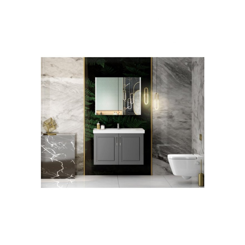 Karen Banyo Arın Banyo Dolabı Takımı Mdf, 80 Cm, Antrasıt Banyo Dolabı / Mobilyası Fiyatı