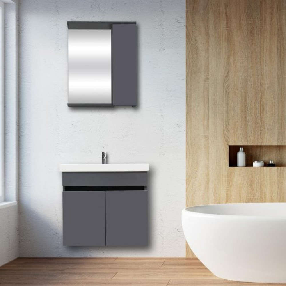 Karen Banyo Arya Banyo Dolabi Seti 60 Cm, Mat Antrasit, Lavabo Dahil Banyo Dolabı / Mobilyası Fiyatı
