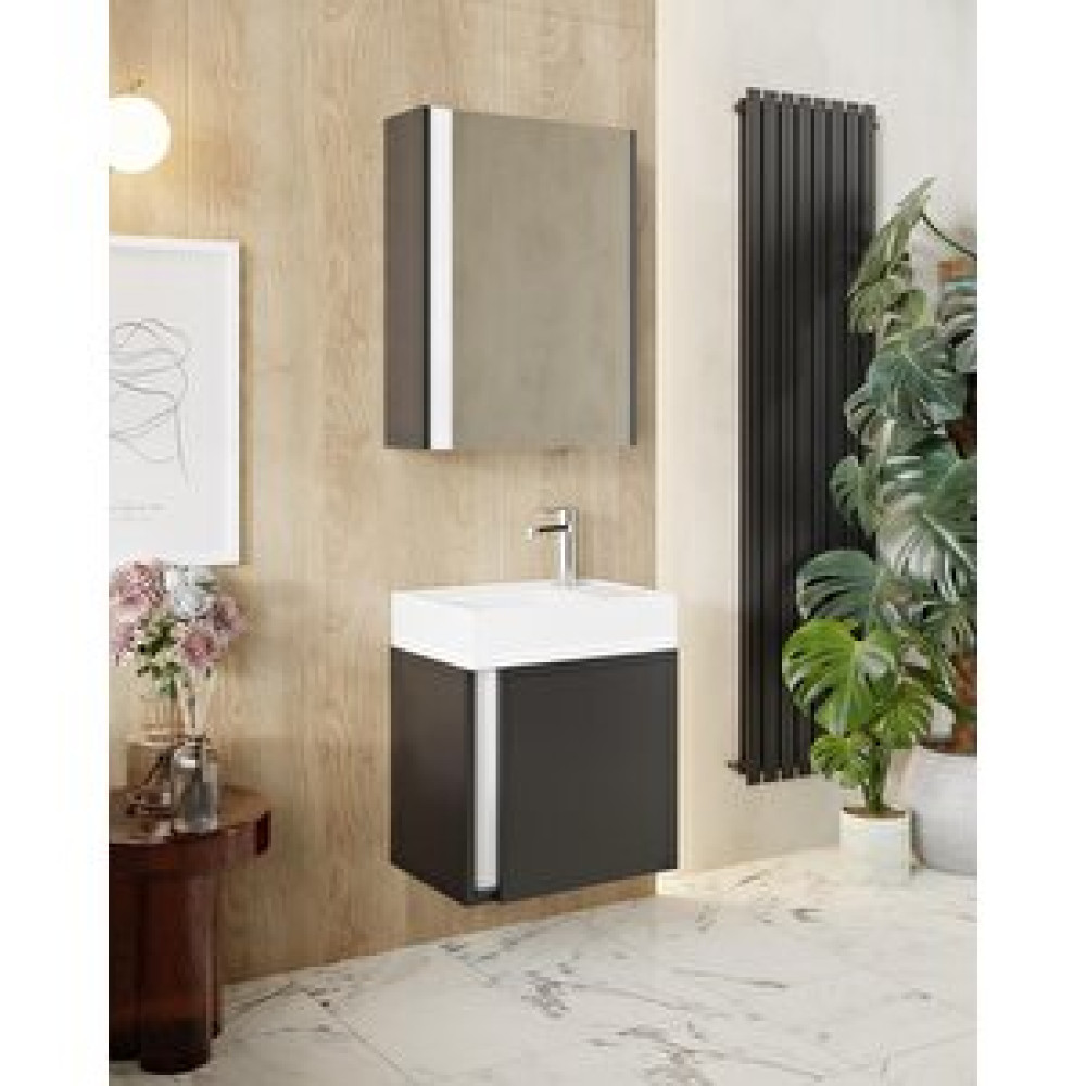 Karen Banyo Kemer 45 Cm,lavabolu,aynalı,banyo Dolabı,mat Antrasit,lavabo Dahil Banyo Dolabı / Mobilyası Fiyatı
