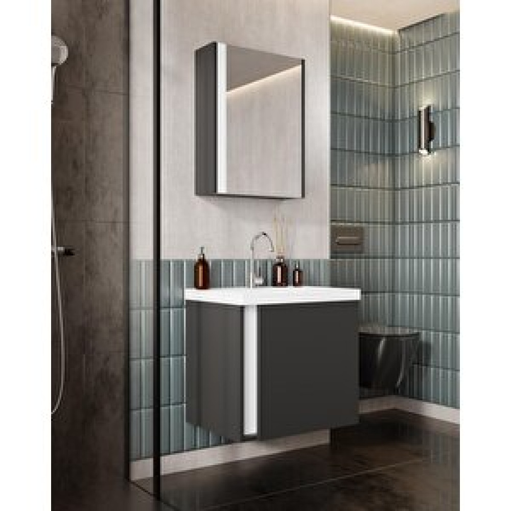 Karen Banyo Kemer 60 Cm banyo Dolabı mat Antrasit lavabo Dahil Banyo Dolabı / Mobilyası Fiyatı